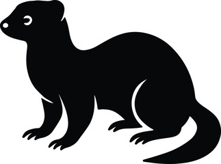 Silhouette mink animal in profile elegant outline Vector illustration