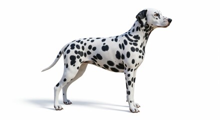 Animal Dalmatian Dog in Standing Pose on Clean White Background