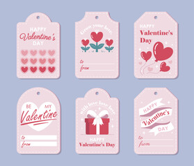 Valentine's Day gift tags collection. Vector illustration