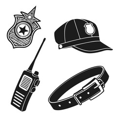 Police Officer Gear Icons police badge police cap