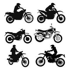 Obraz premium Six motorcycle silhouettes rider helmets motorbike