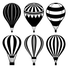 Obraz premium Six hot air balloons black and white graphic aviation