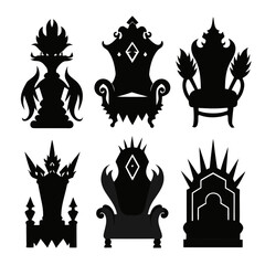Six ornate black throne silhouettes royal regal