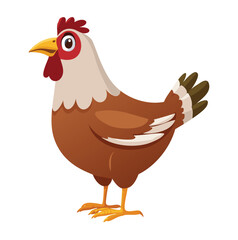 Brown hen with red comb and yellow beak chicken poultry