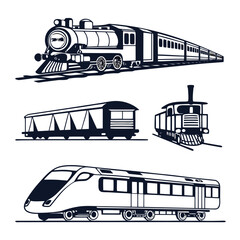 Vintage and modern train engine and carriage collection © RABBYMIA
