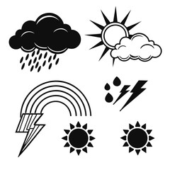 Weather icons storm sun rainbow lightning cloud