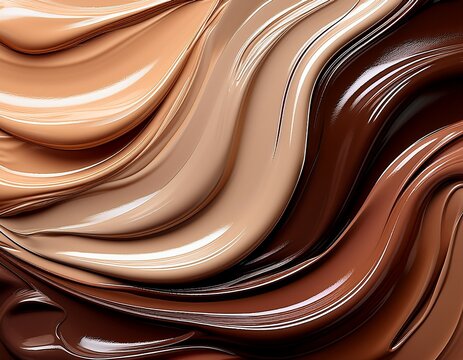 dark brown and beige glossy foundation for skin close up smears foundation gradient cosmetic liquid product background skin tone swatches makeup concept generative ai