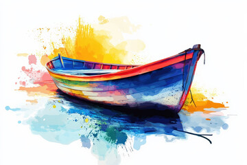Fototapeta premium Colorful Artistic Boat With Vibrant Abstract Brushstroke Design.