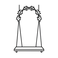 Handdrawn swing with leaf arch decoration hanging ropes on leaves