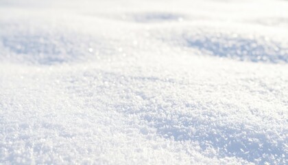 Bright Close-up Sparkling Fresh Layer Of The Snow Landscape