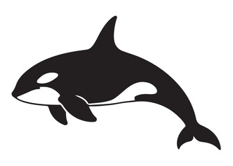 Obraz premium orca logo silhouette vector, killer whale orca logo silhouette, orca killer whale logo vector illustration, black silhouette of orca whale logo silhouettes vector on a white background