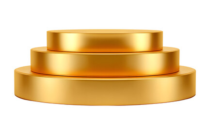 golden color empty big podium, on white background on transparency background