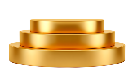 golden color empty big podium, on white background on transparency background