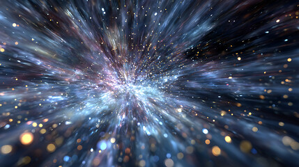 Fototapeta premium Streaks of light create a sense of warp speed through the vast expanse of the universe