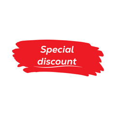  Bold red brush banner with white text “Special discount” for seasonal promotions.
