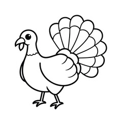 Handdrawn turkey with fanned tail feathers a bird fowl
