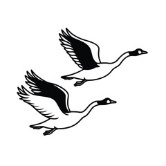 Two flying geese silhouettes in Handdrawn on a goose bird © Sumon
