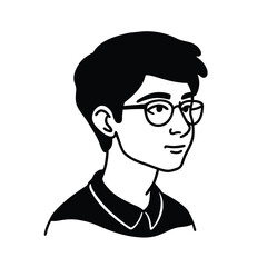 Handdrawn Portrait a Man Wearing Glasses a Collared Shirt graphic person