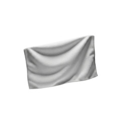 Isolated white towel draped against a plain black studio backdrop view