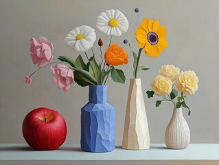 Elegant Floral Bouquet in a Vase With a Soft Dimly Lit Background