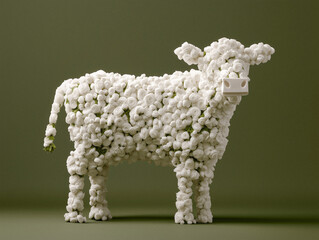 Handcrafted Soft Sculpture of a Cow Using Textured Yarn Materials