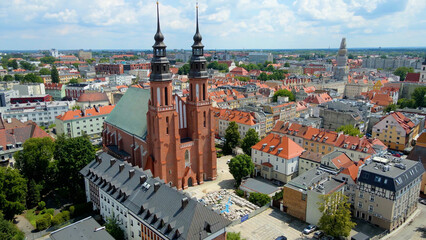 city ​​architecture europe drone flyover old town Opole Poland