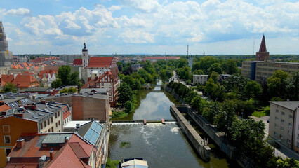 city ​​architecture europe drone flyover old town Opole Poland