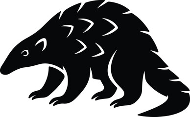 Silhouette pangolin walking vector illustration
