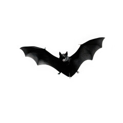 Fototapeta premium A dark silhouette of a bat with its wings spread against a white background