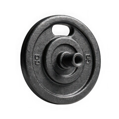 Obraz premium Close up of a single gray weight plate with a white background in studio shot