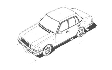 Electric car outline diagram.Electric .Vector sketch illustration set of simple cars side view