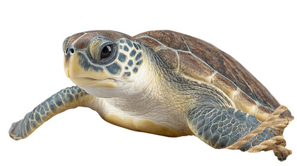 Obraz premium A detailed, close-up image of a sea turtle against a white isolated background.