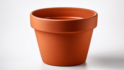 empty terracotta flowerpot on white background ready for planting