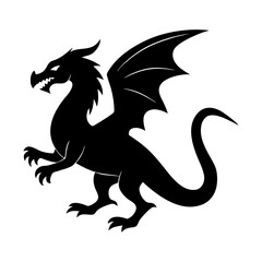 Fototapeta premium Fierce mythical winged creature dragon animal fantasy artwork silhouette