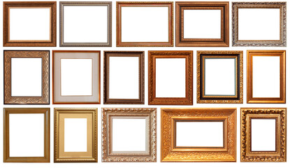 frame picture isolated on white background gold antique