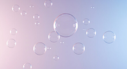 Transparent bubbles against a pastel background.