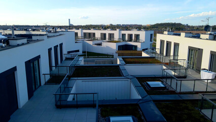Modern area houses streets townhouse nature city