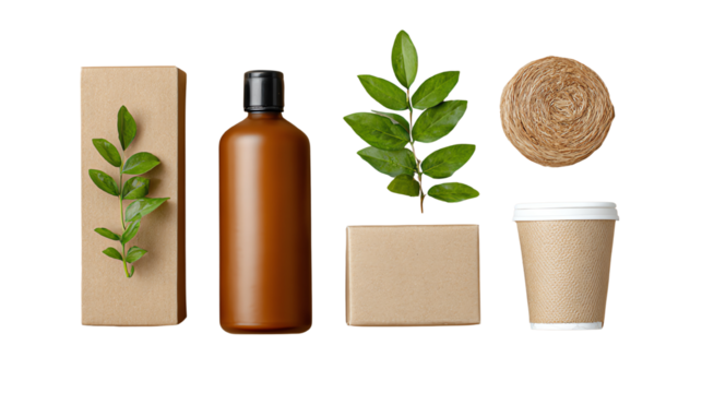 Eco-friendly packaging with natural elements for sustainable products.