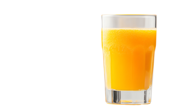 Freshly squeezed orange juice in a clear glass, vibrant color, refreshing beverage perfect for mornings and healthy living.