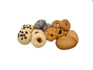 Assorted Homemade Cookies on White Background