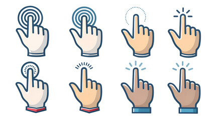 Fototapeta premium Hand cursor icon set isolated white background png file