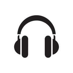 Minimal Headphone Icon Vector Black Silhouette Headset for Music Podcast, and Audio App Design