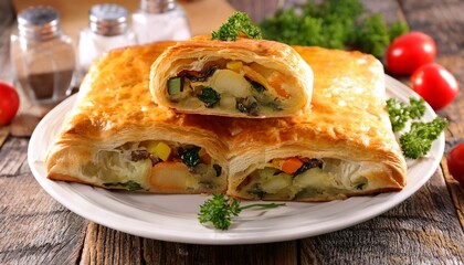 vegetable strudel in puff pastry