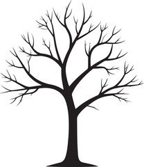 Obraz premium Leafless Winter Tree Silhouette Vector – Black Seasonal Forest Scene Graphic