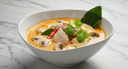 Delicious Tom Yum Soup with Chicken and Mushrooms