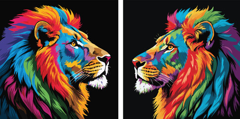 Lion colorful vector icon