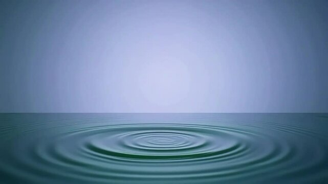 Serene ripples expand outward on a vibrant, lush green water surface, creating calming motion for backgrounds.