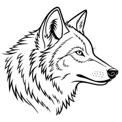 Naklejka premium wolf face linear illustration sharp vector lines
