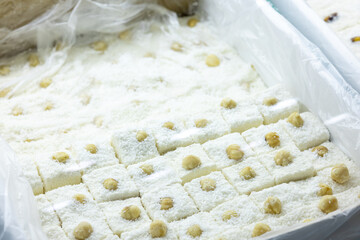 Local Turkish delight desserts in the display case