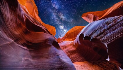 antelope canyon with night sky